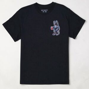 Riot society Black Tee with Multicolor Bear Pocket Graphic M